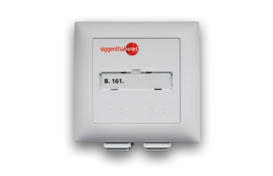 Moderne OTO-Dose im Glasfasernetz von Siggenthal4net – vorbereitet für Internet-, TV- und Telefondienste in Untersiggenthal und Obersiggenthal